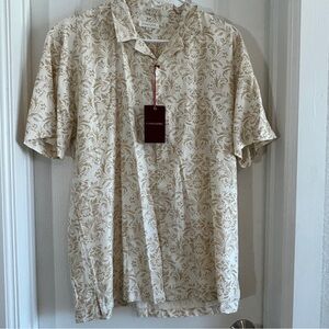 Men's Consequence Viscose Cream and Brown Floral Patterned Shirt, NWT,‎ Medium